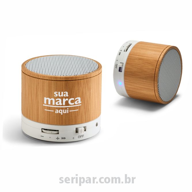 Caixa de som bambu personalizada empresa